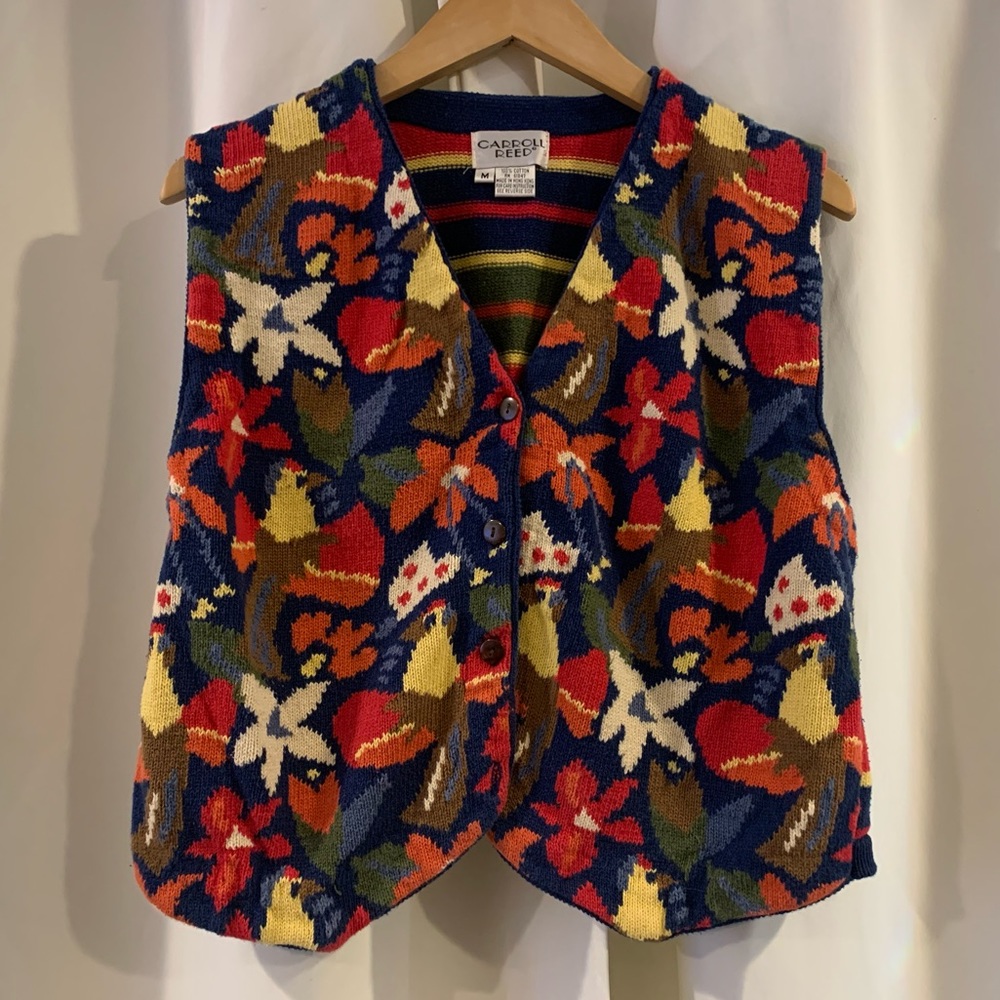 Vintage‎ Carroll Reed Colorful Striped Vest Size Medium